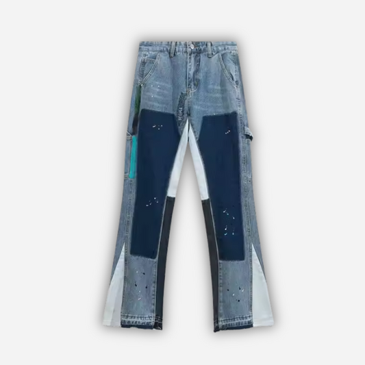 GALLERY CARPENTER FLARED DENIM JEANS BLUE