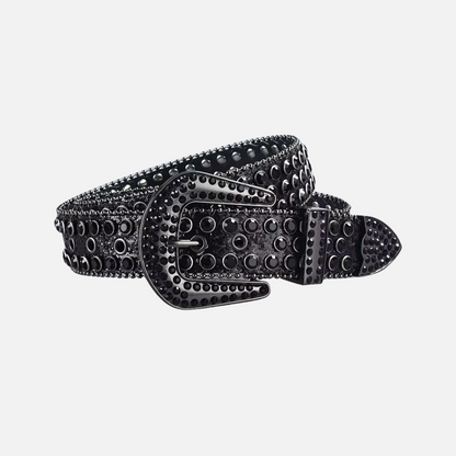 CRYSTAL RODEO BELT BLACK ON BLACK