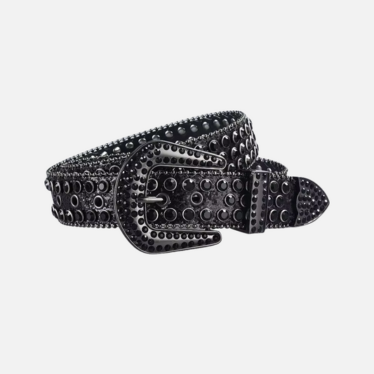 CRYSTAL RODEO BELT BLACK ON BLACK