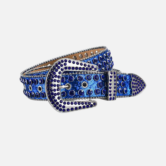 CRYSTAL RODEO BELT BLUE ON BLUE