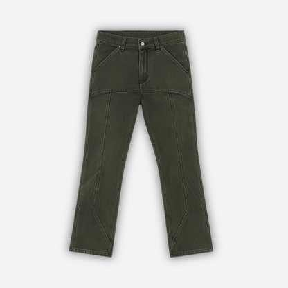 BUTTON STRAIGHT DENIM JEANS GREEN