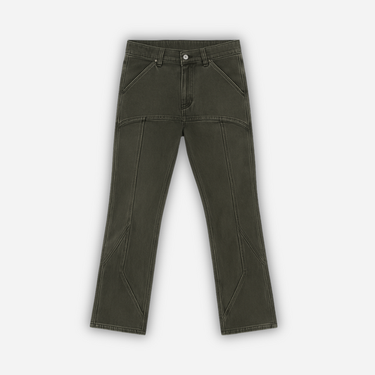 BUTTON STRAIGHT DENIM JEANS GREEN