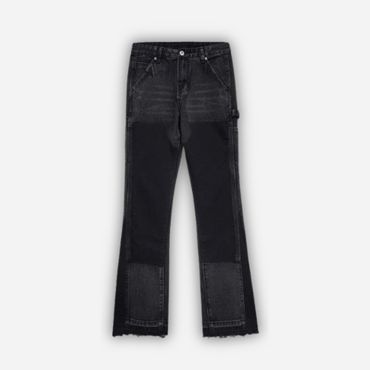 GALLERY CARPENTER FLARED DENIM JEANS BLACK