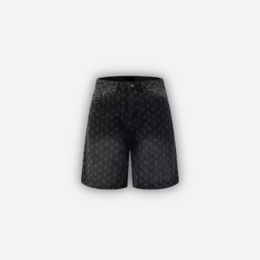 DISTRESSED DENIM SHORTS BLACK